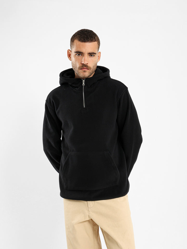 Fleece Zip Neck Hooded Sweatshirt