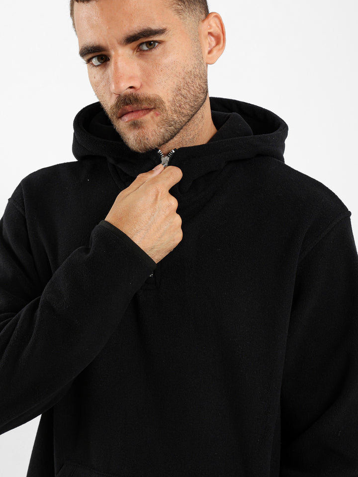 Fleece Zip Neck Hooded Sweatshirt