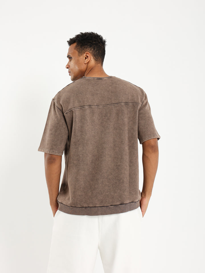 Washed Relaxed T-Shirt with Unfinished Stitching