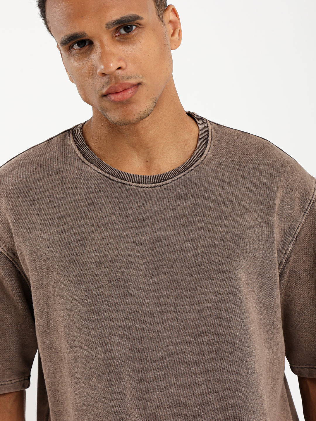 Washed Relaxed T-Shirt with Unfinished Stitching
