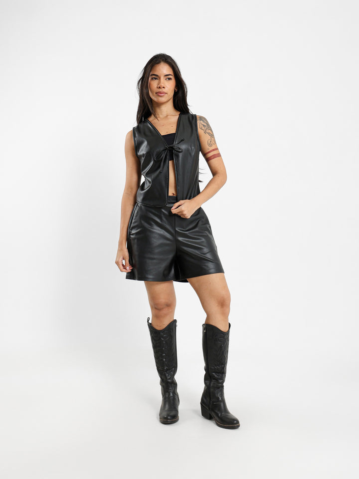 Leather Vest with Front Ties