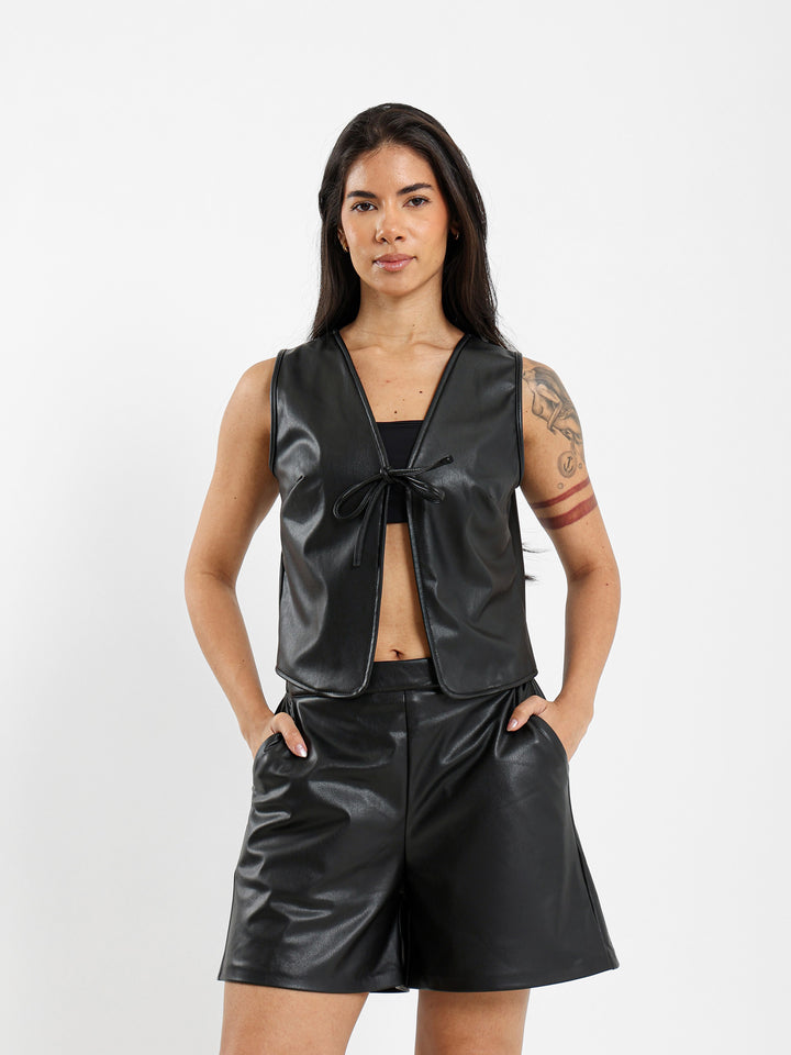 Leather Vest with Front Ties