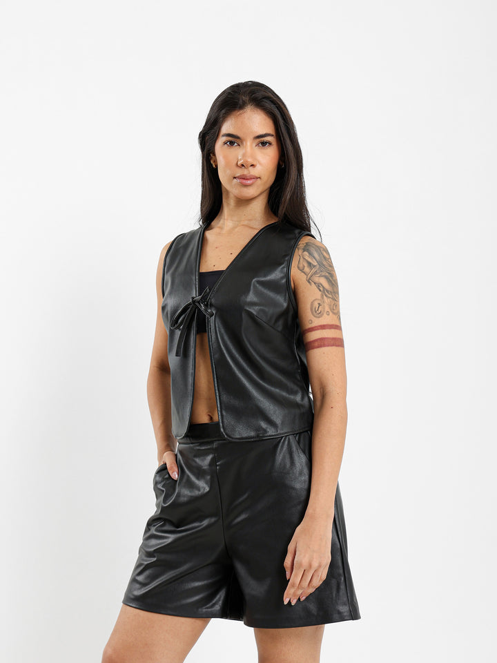 Leather Vest with Front Ties