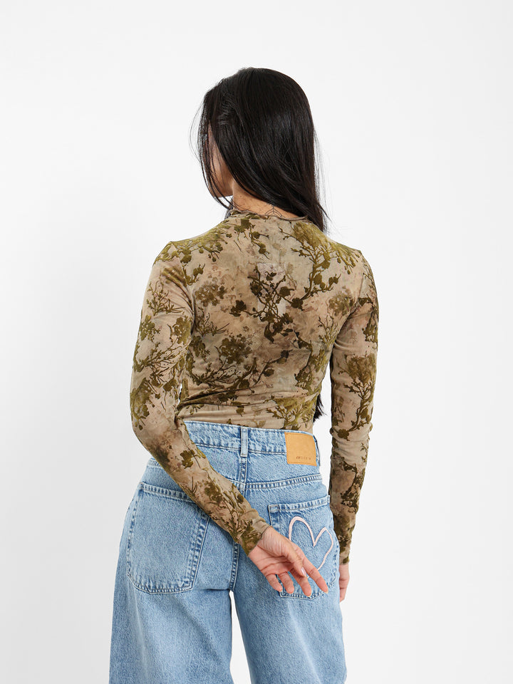 Mock Neck Long Sleeve Lace Bodysuit
