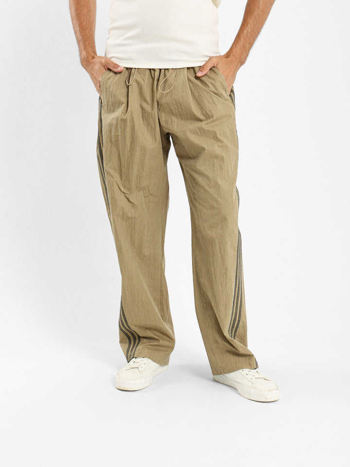 Nylon Loose Pants With Side Stripes