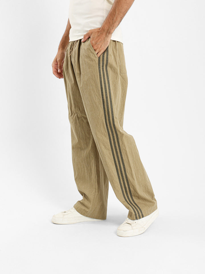 Nylon Loose Pants With Side Stripes