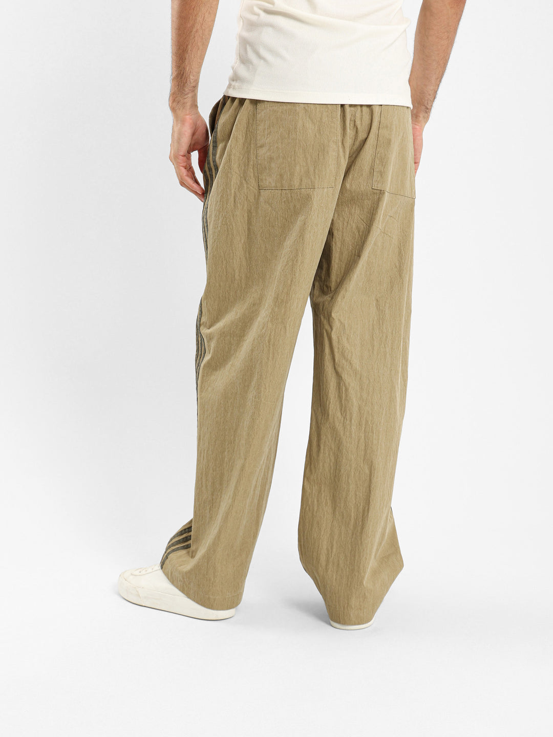 Nylon Loose Pants With Side Stripes