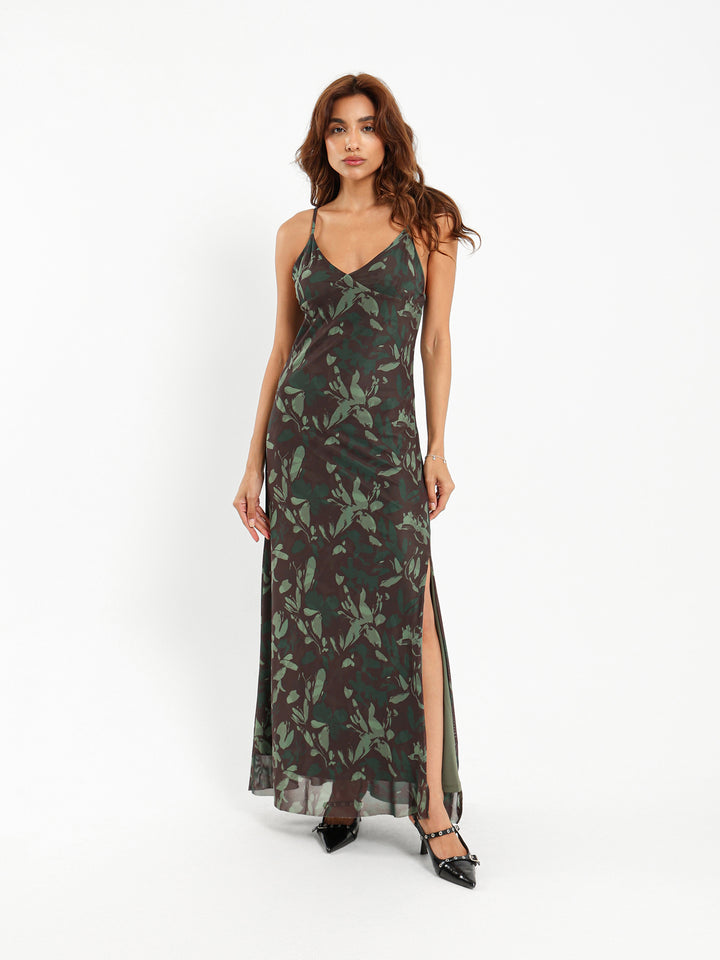Maxi Mesh Dress with Slit