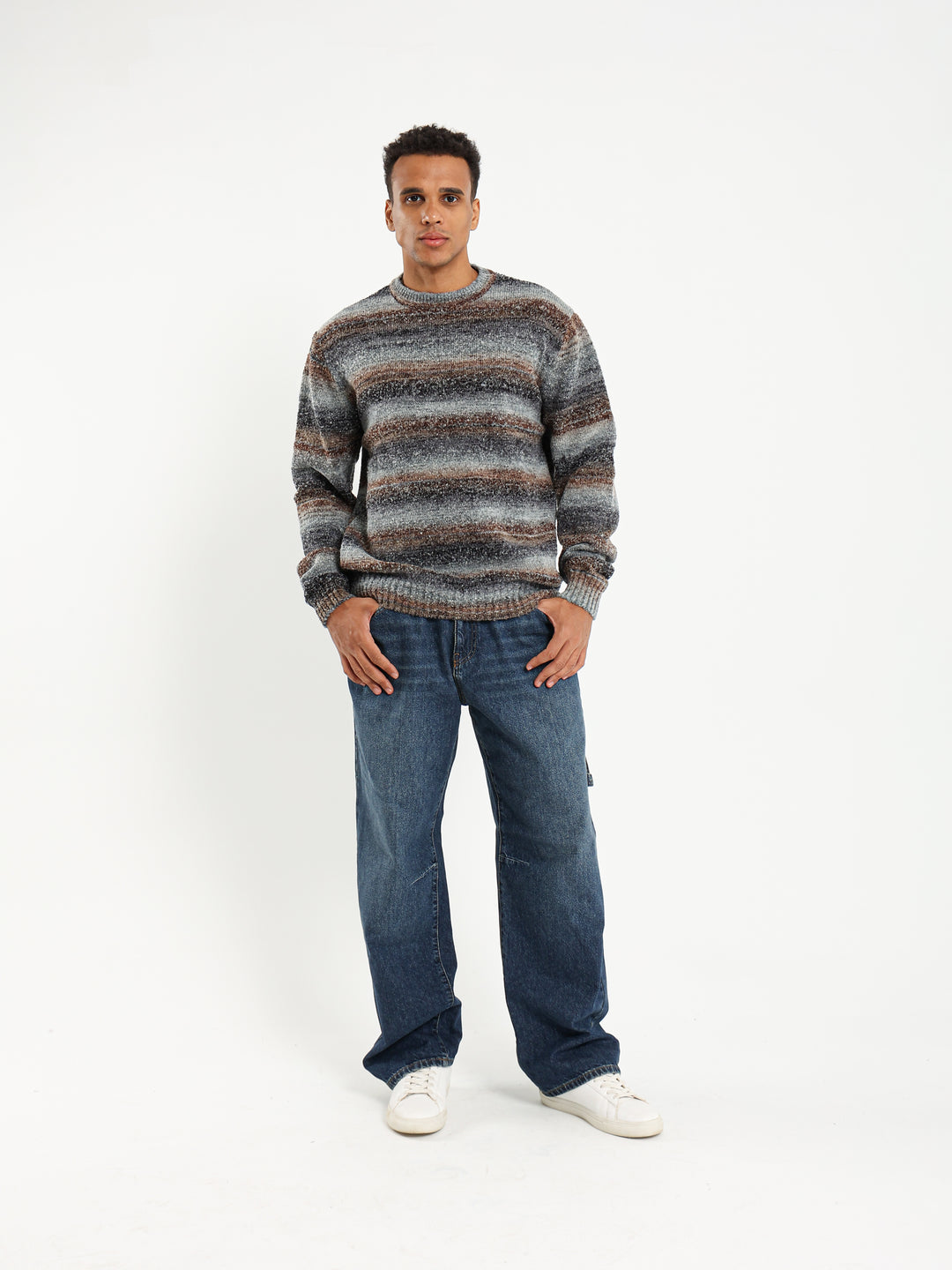 Faded Striped Oversized Pullover