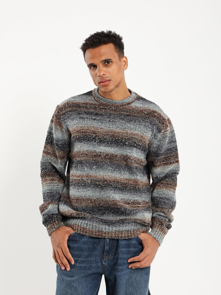 Faded Striped Oversized Pullover