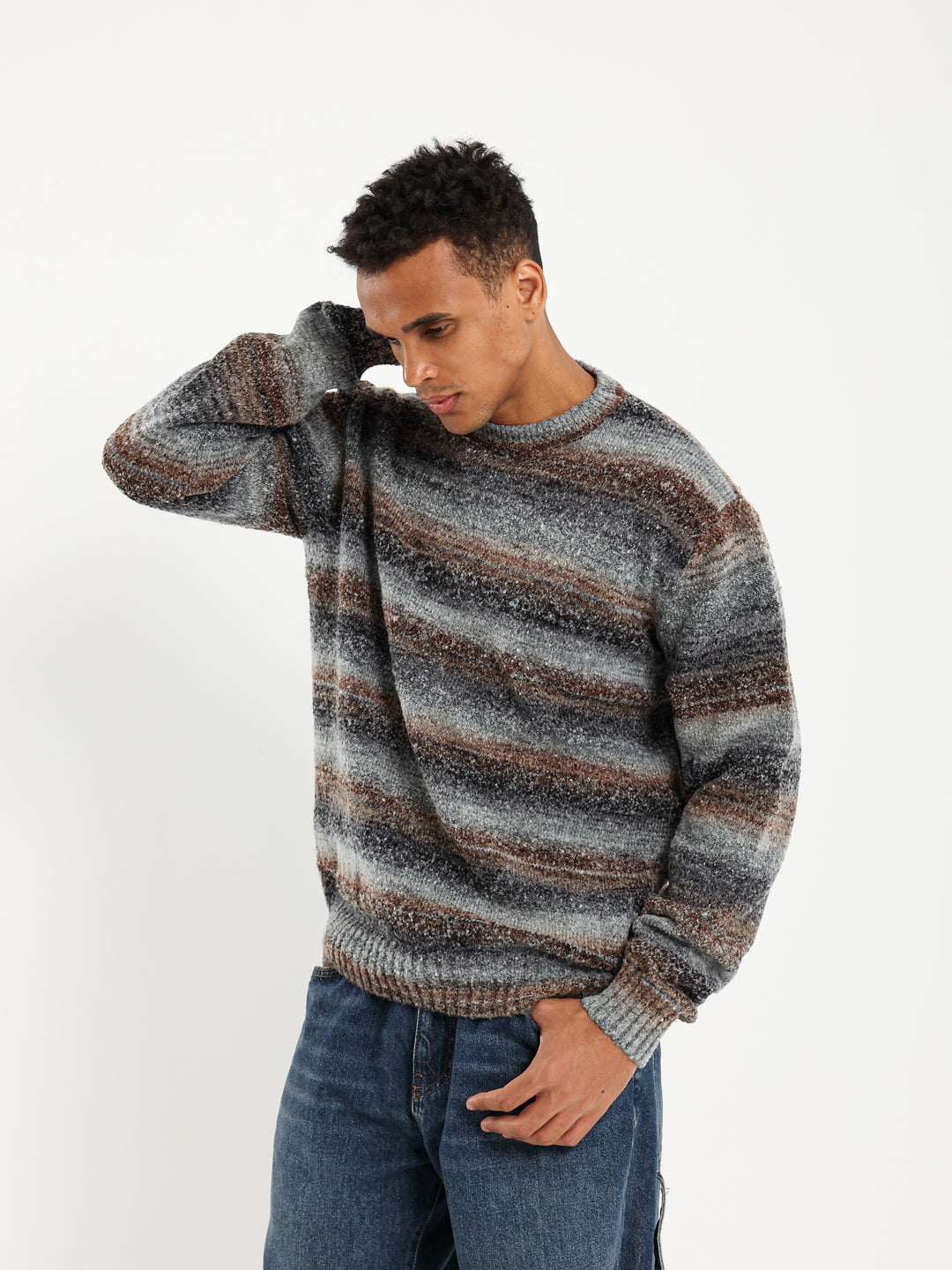 Faded Striped Oversized Pullover