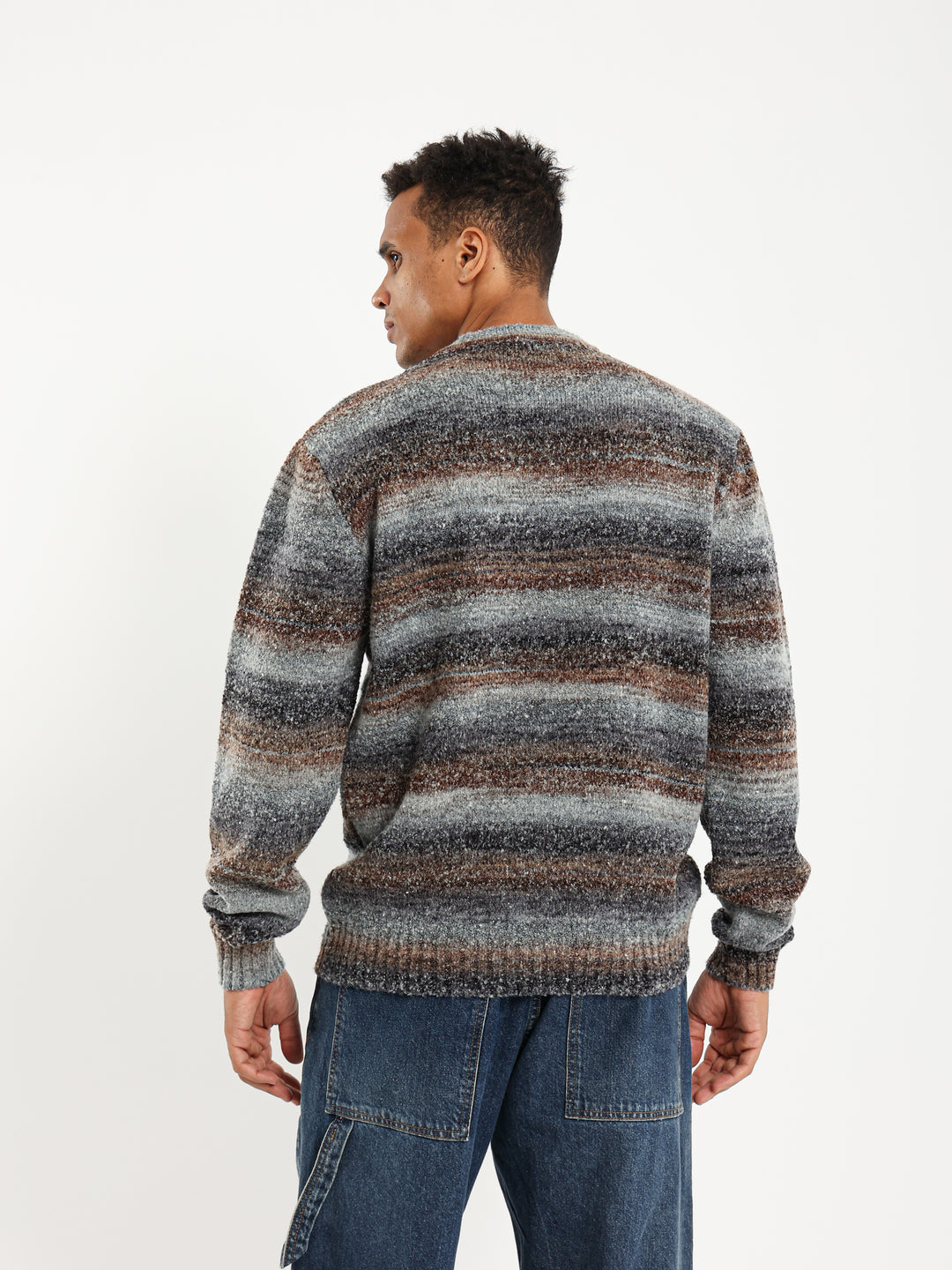 Faded Striped Oversized Pullover