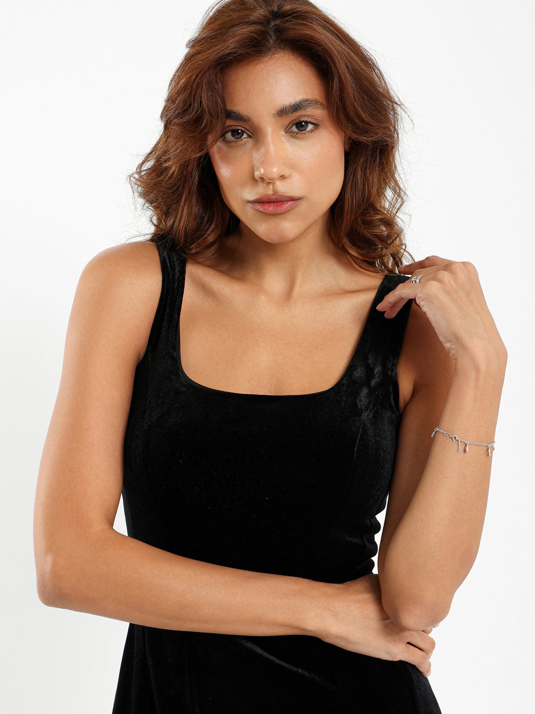 Square Neck Velvet Mini Dress