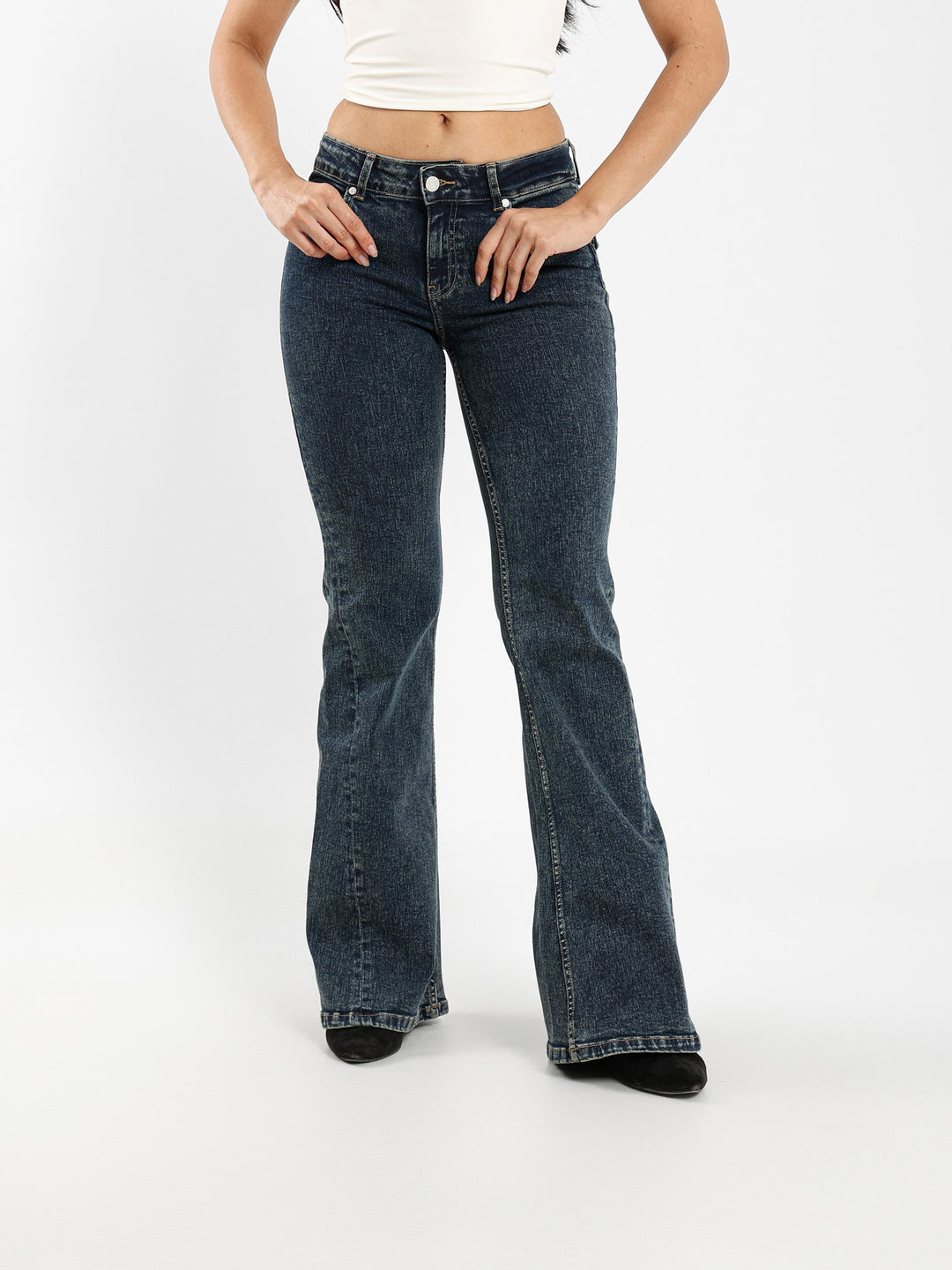 Two-Tone Flare Jeans
