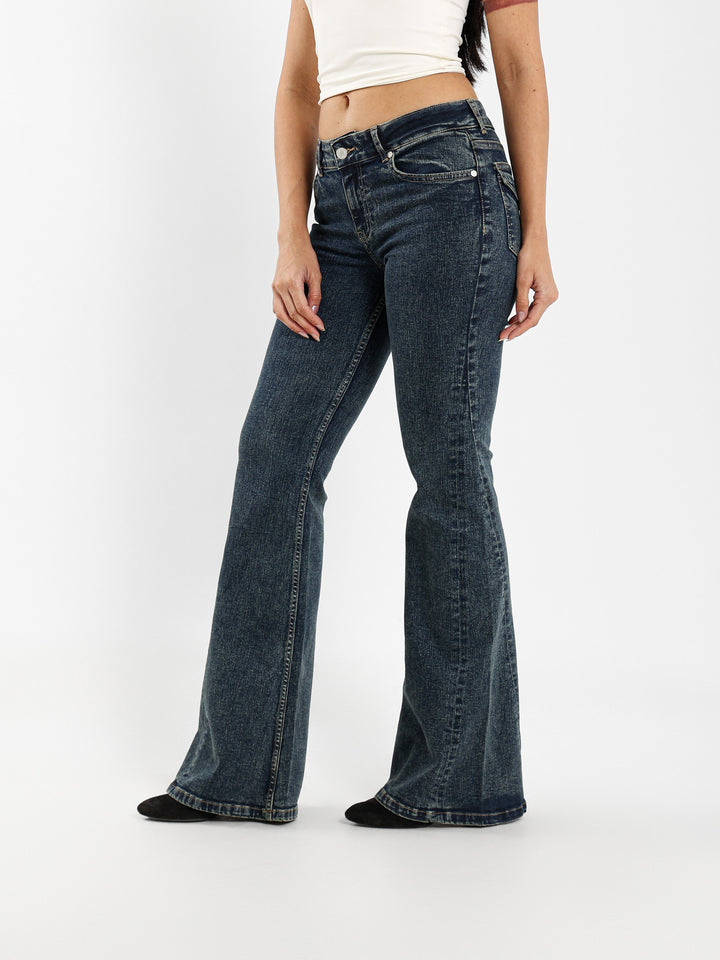 Two-Tone Flare Jeans