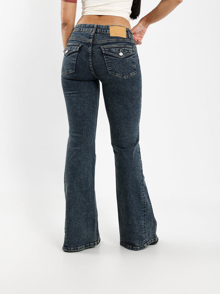 Two-Tone Flare Jeans