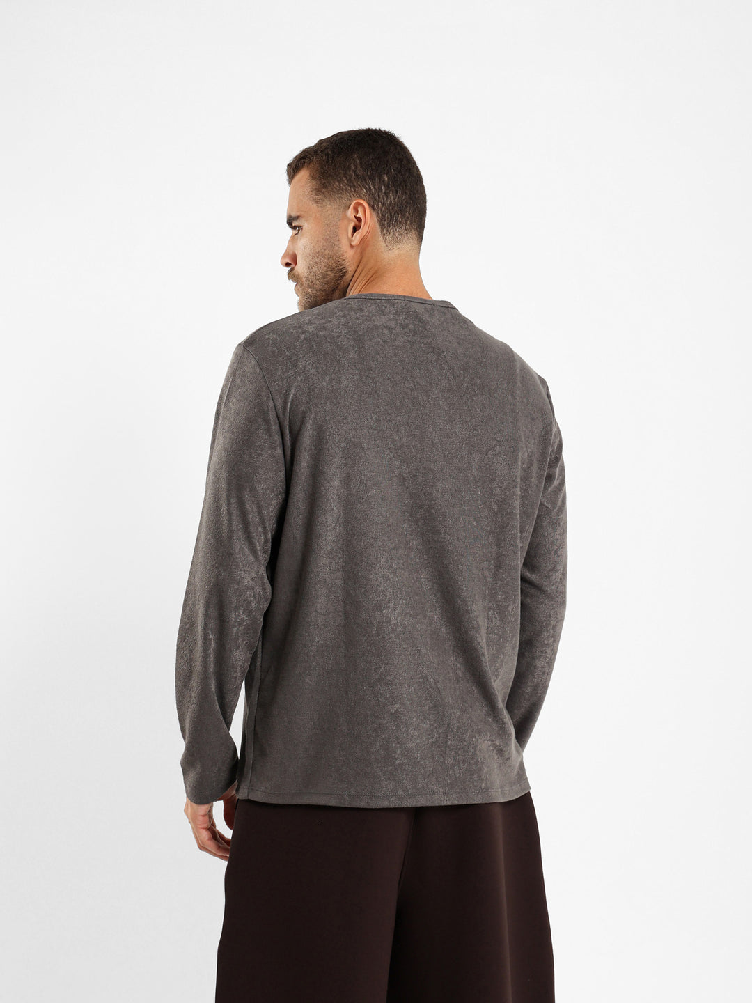 Ribbed Henley Long Sleeve T-shirt