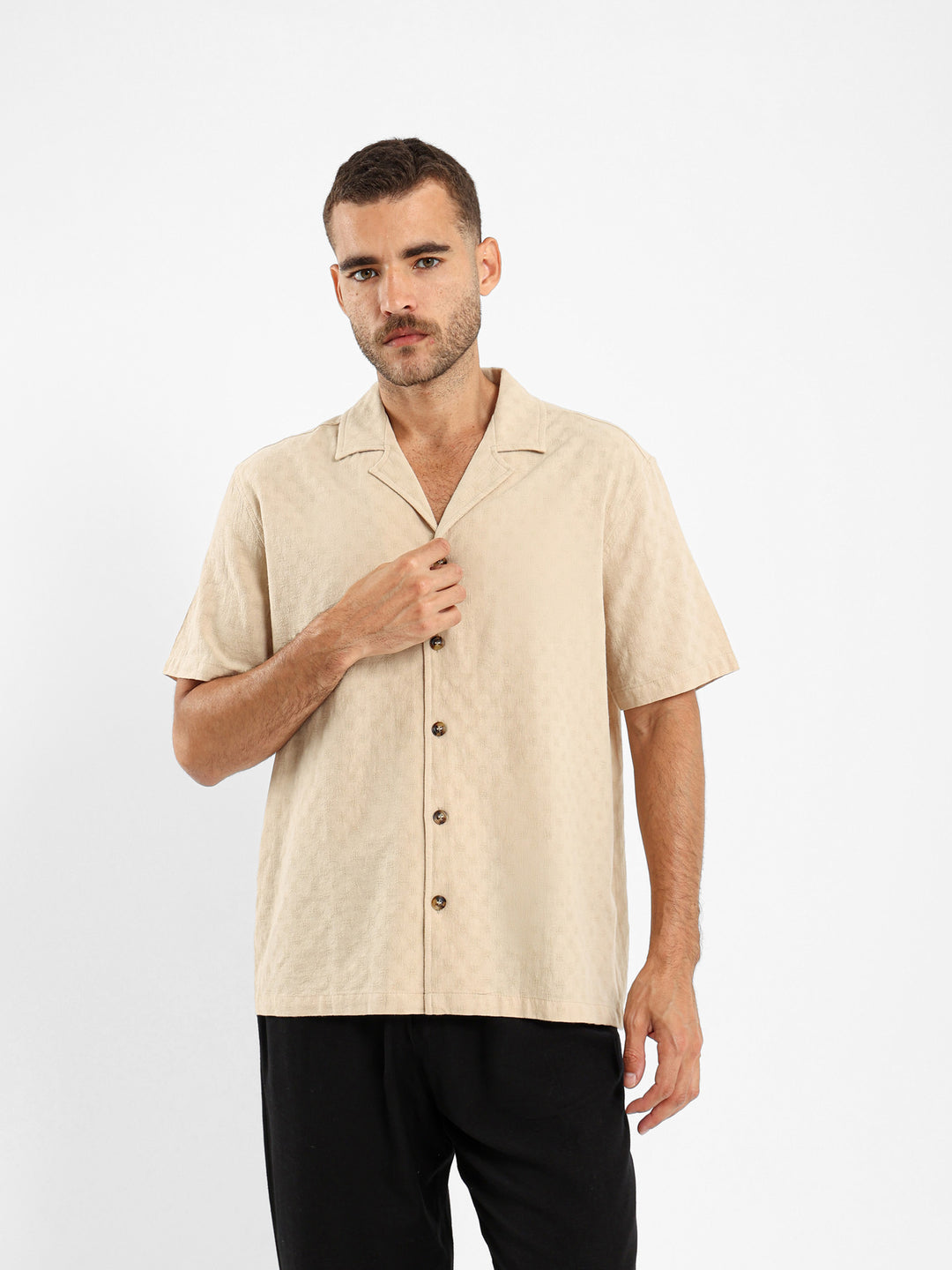 Textured Camp Collar Shirt
