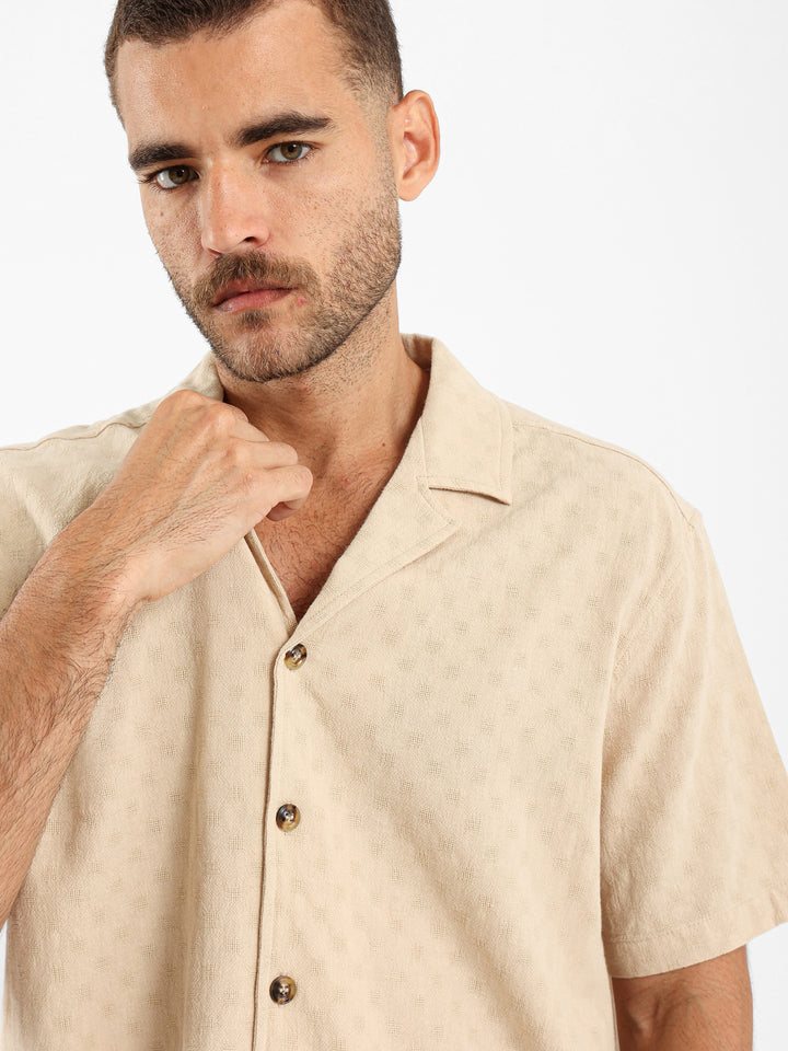 Textured Camp Collar Shirt