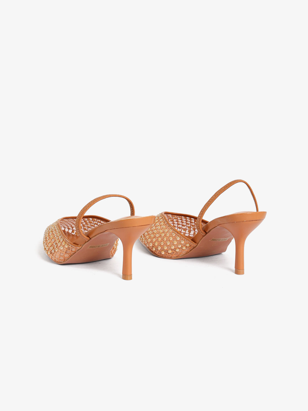Pearl-Embellished Slingback Heels
