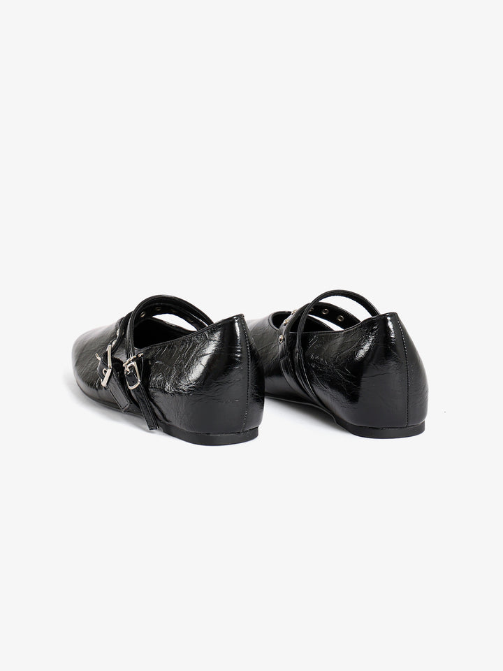 Studded Double-Strap Ballerina
