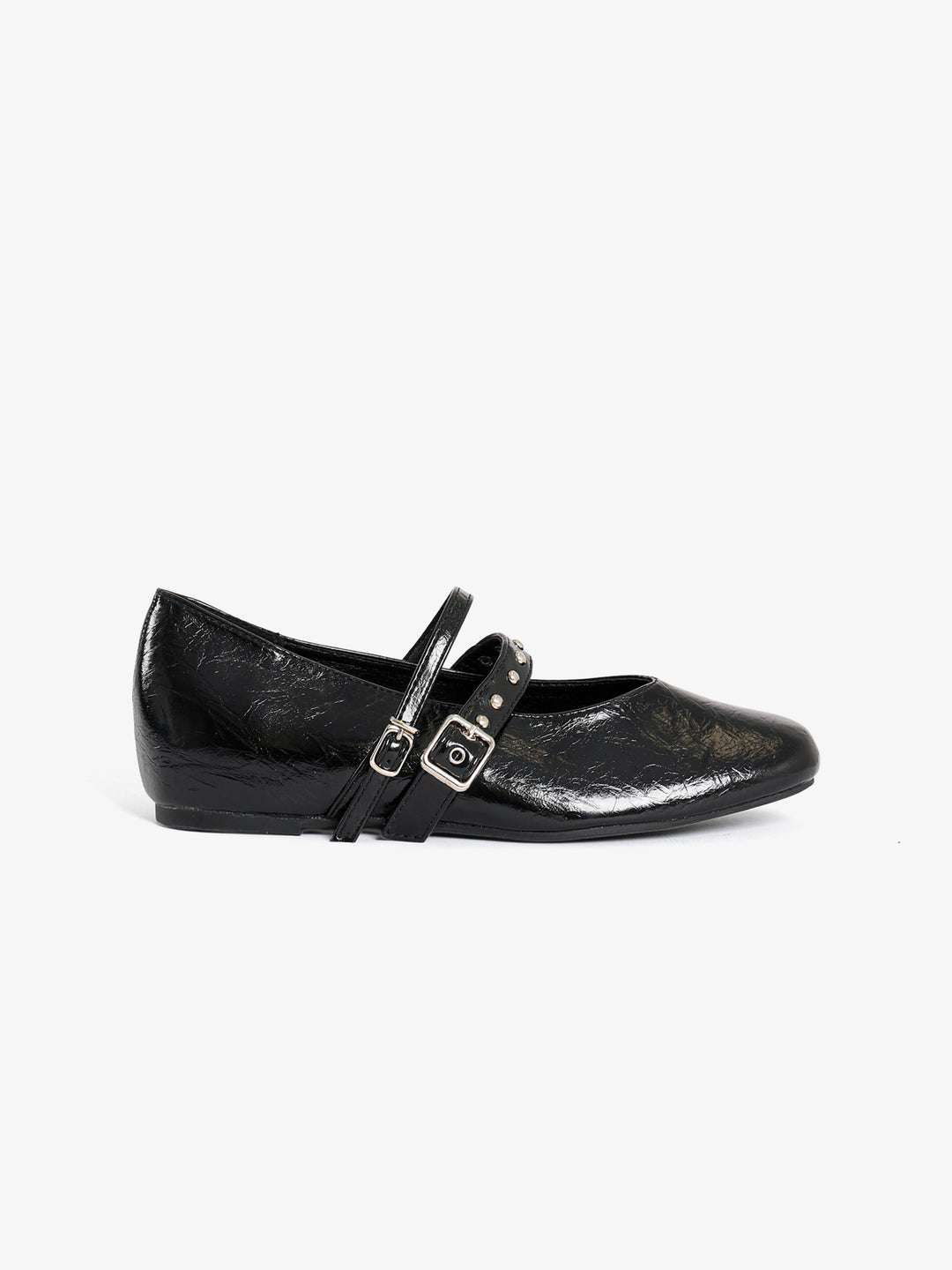 Studded Double-Strap Ballerina