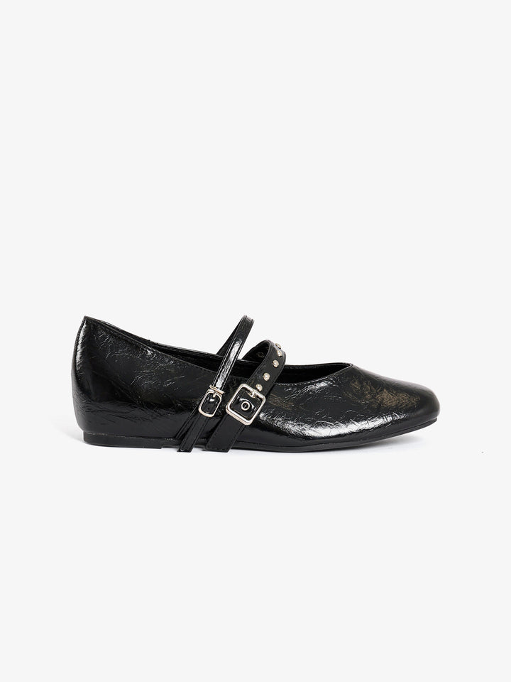 Studded Double-Strap Ballerina