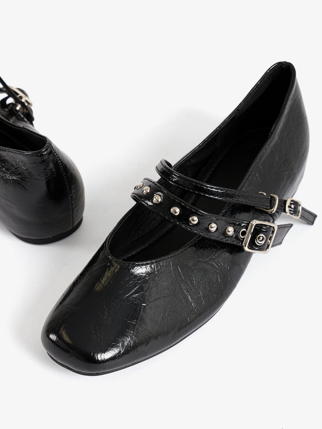 Studded Double-Strap Ballerina