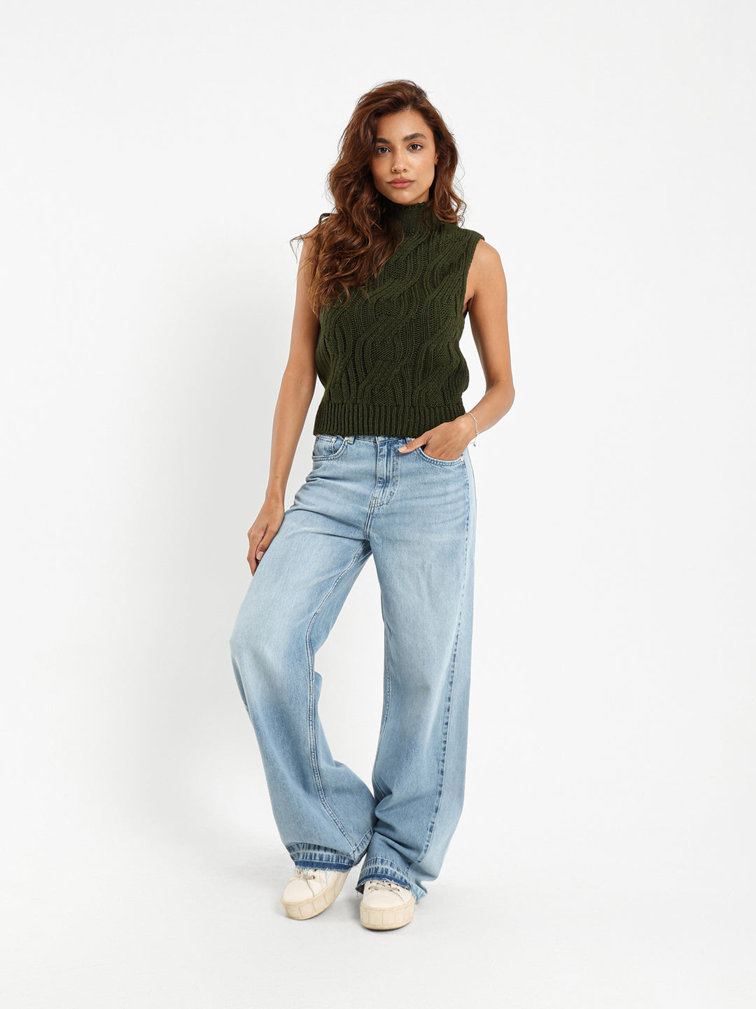 Mock Neck Cable Vest