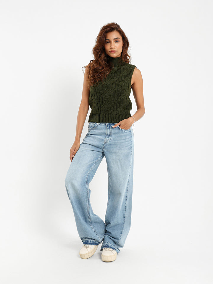 Mock Neck Cable Vest