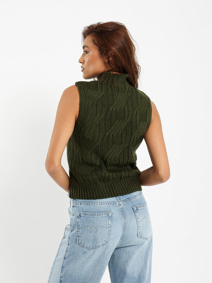 Mock Neck Cable Vest