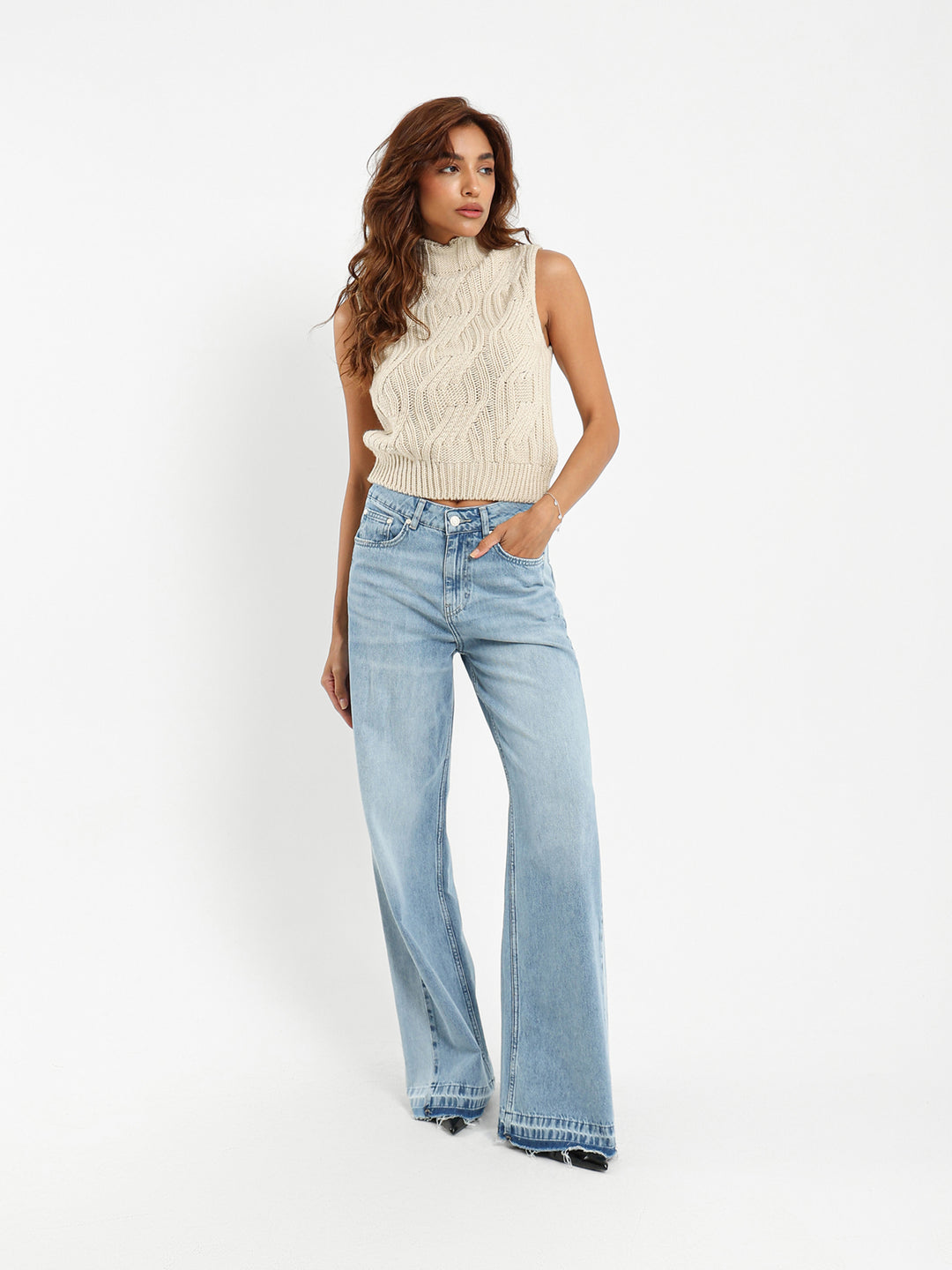 Mock Neck Cable Vest