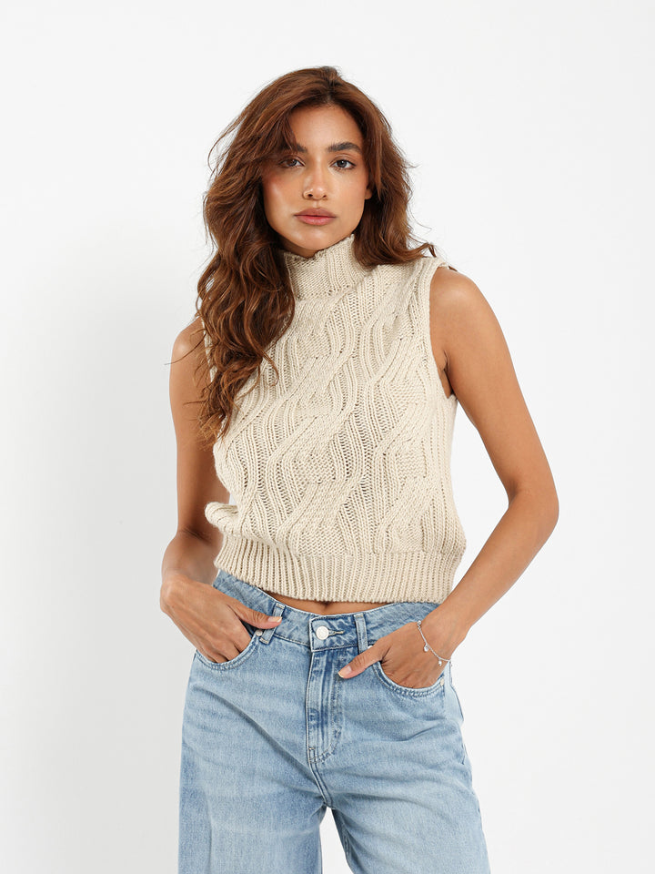 Mock Neck Cable Vest