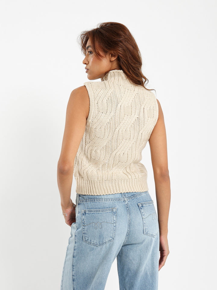 Mock Neck Cable Vest