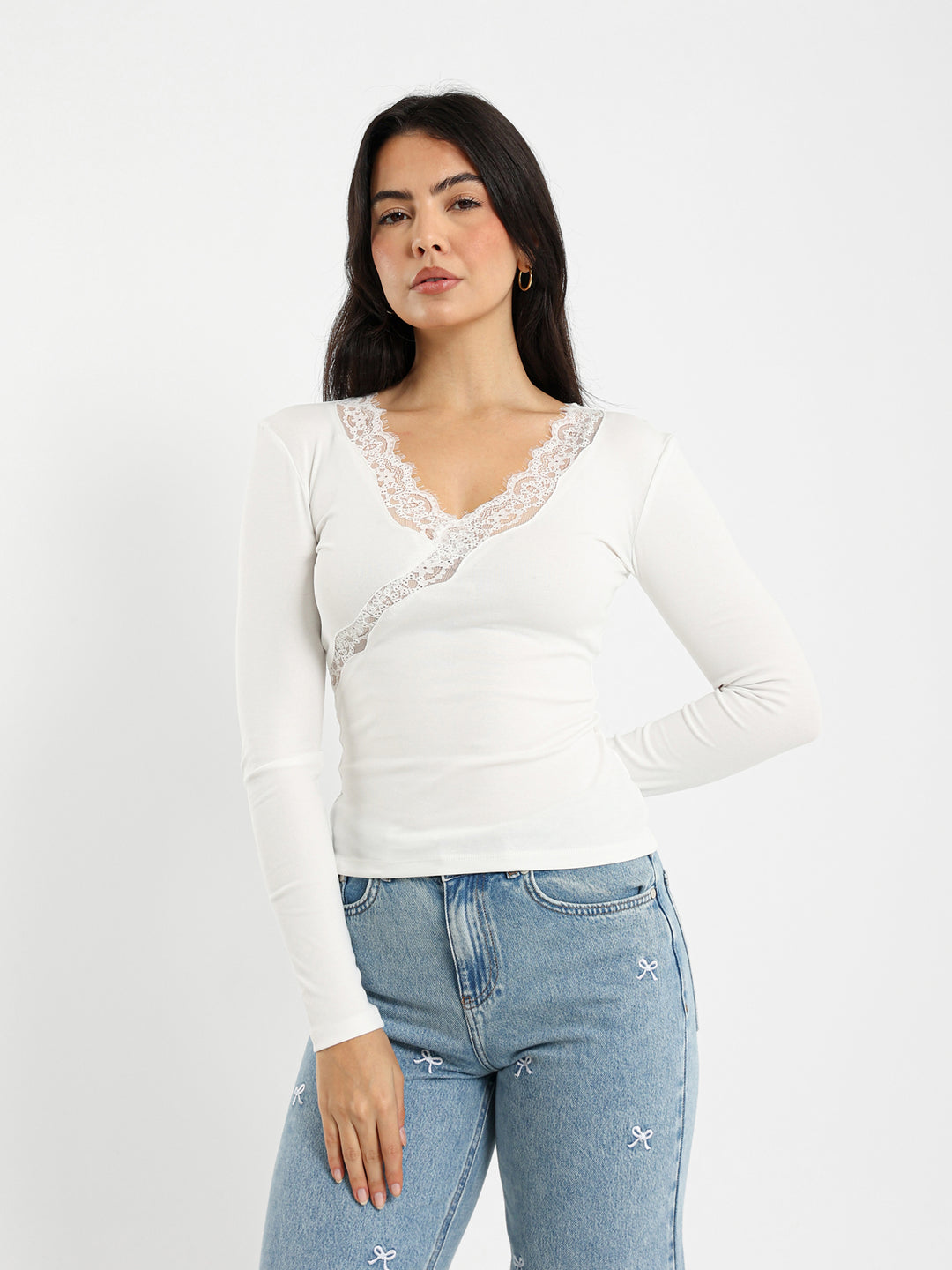 Long Sleeve Top with Lace Detail