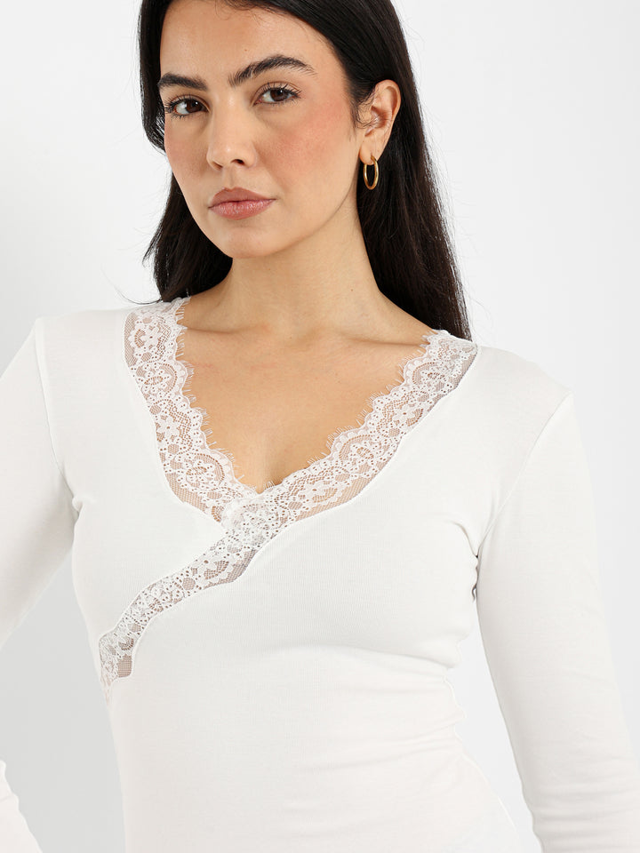 Long Sleeve Top with Lace Detail