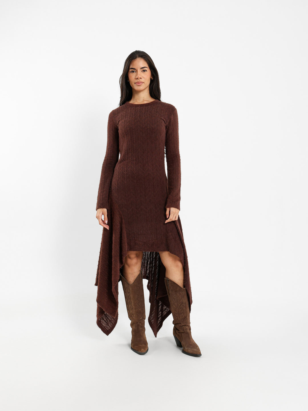 Midi Dress with Asymmetric Hem