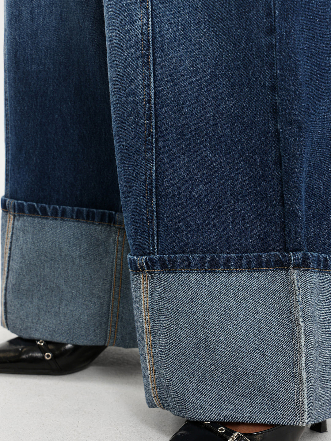 Cuffed Wide Leg Jeans