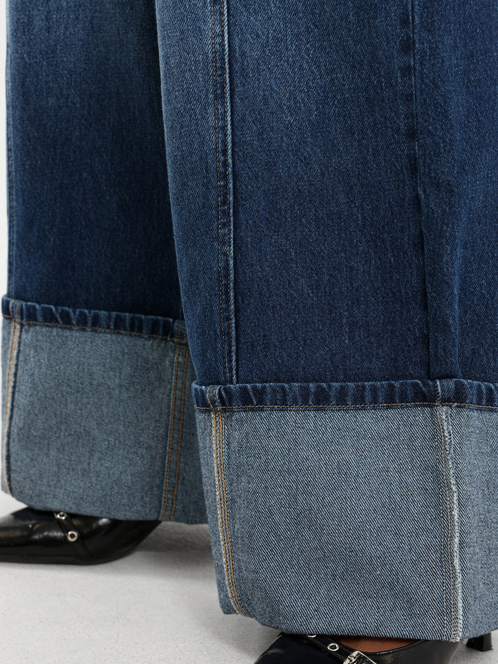 Cuffed Wide Leg Jeans