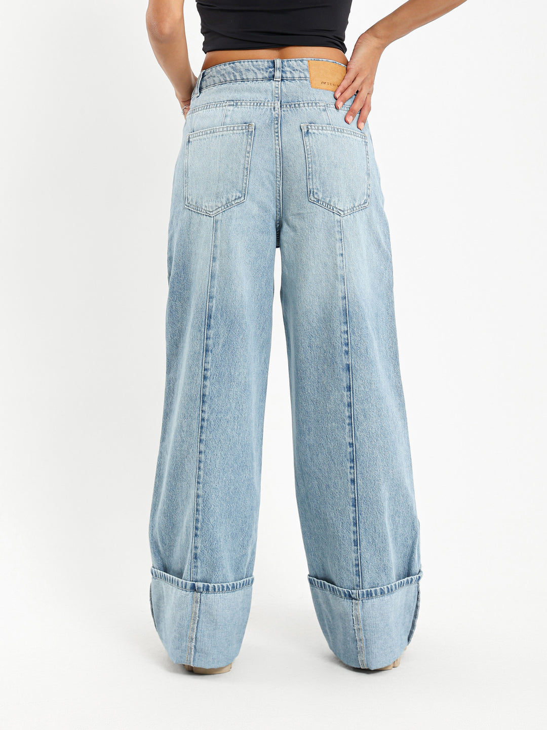 Cuffed Wide Leg Jeans