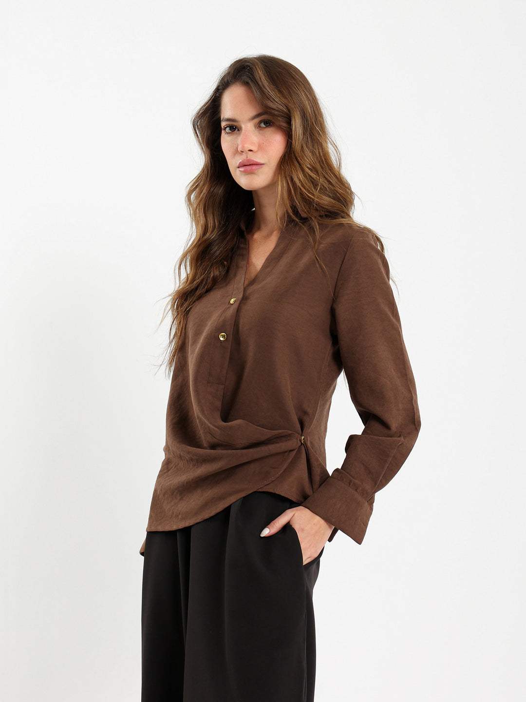 V-Neck Wrap Side Shirt