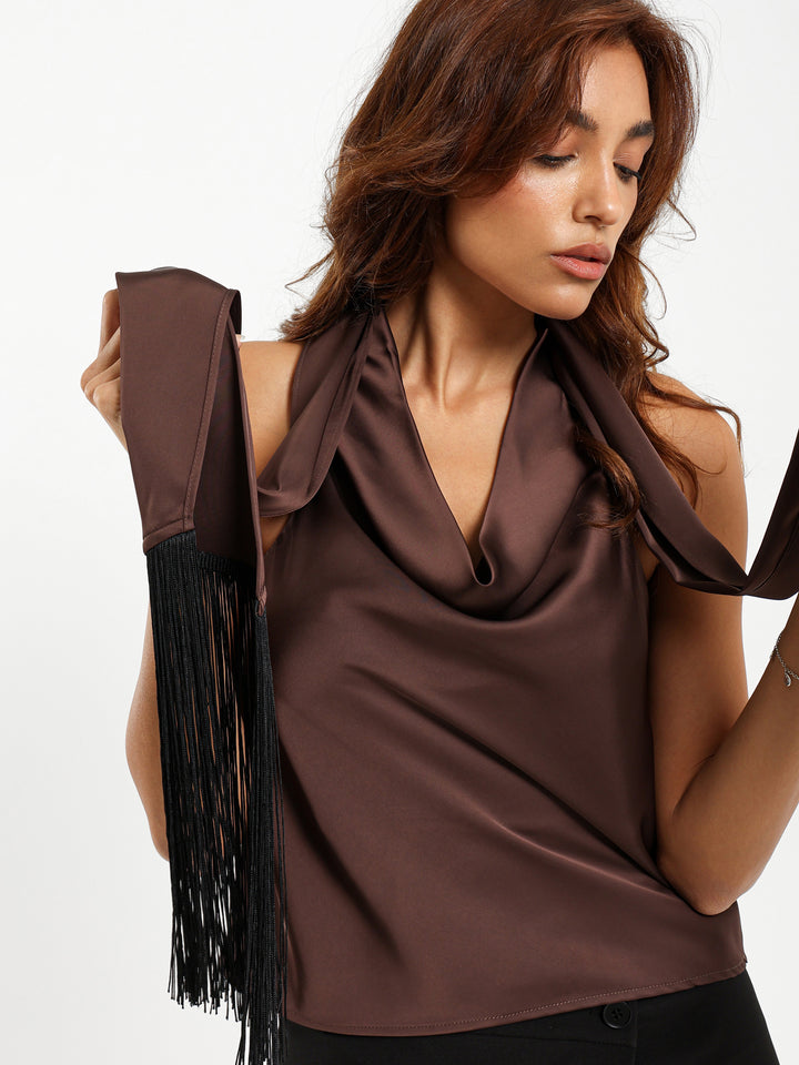 Satin Top with Fringes