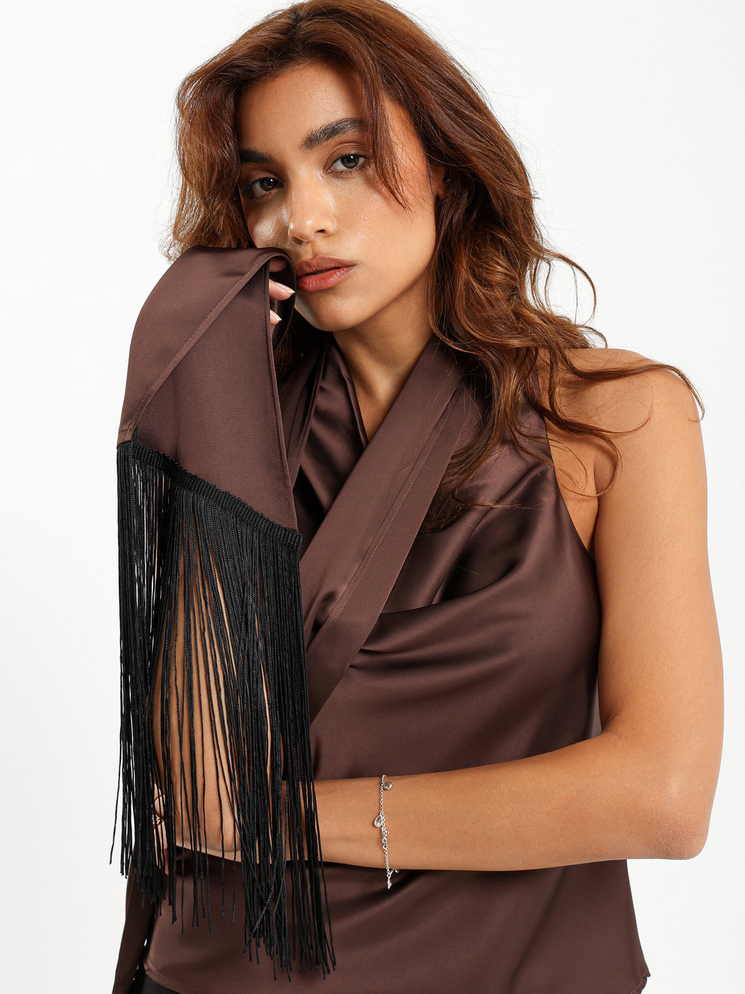 Satin Top with Fringes