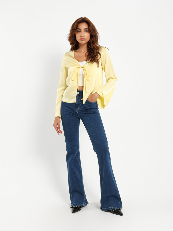 Tie Front Satin Blouse