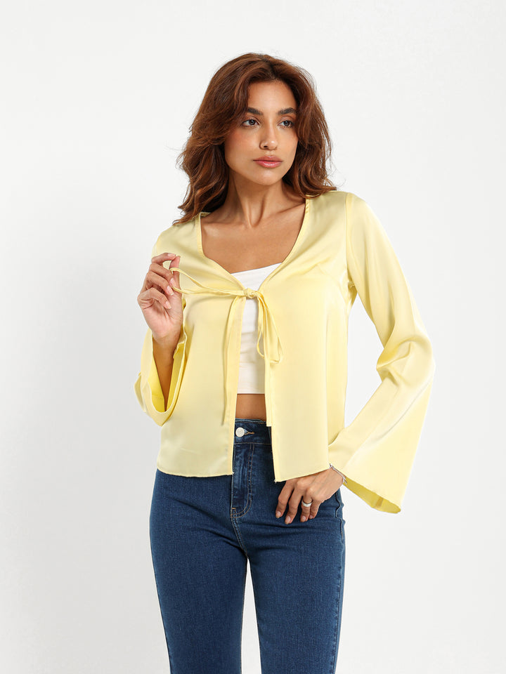Tie Front Satin Blouse