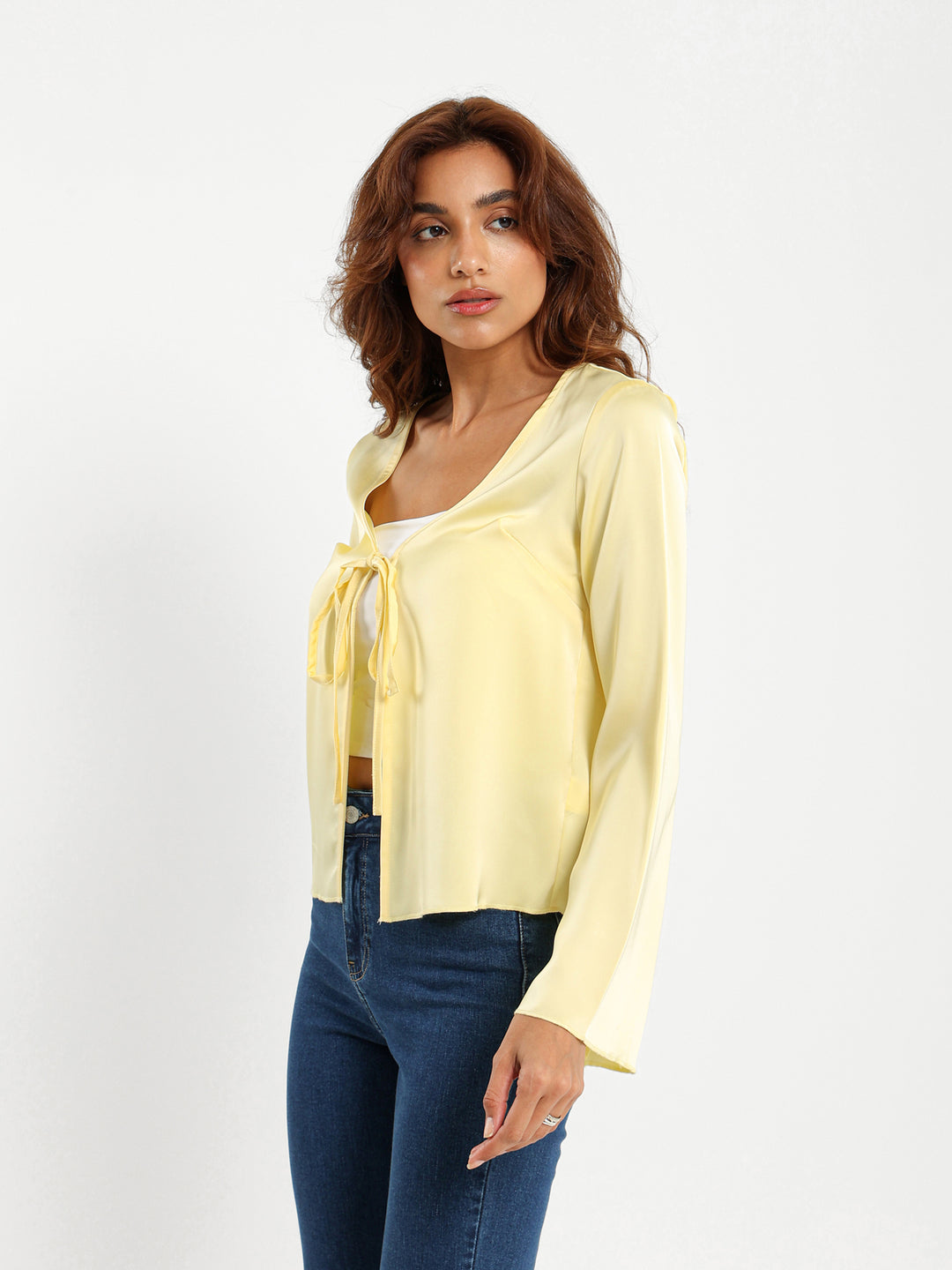 Tie Front Satin Blouse