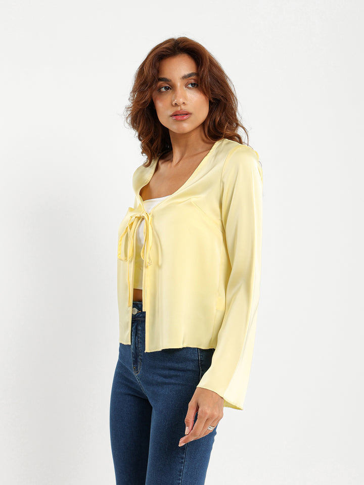 Tie Front Satin Blouse