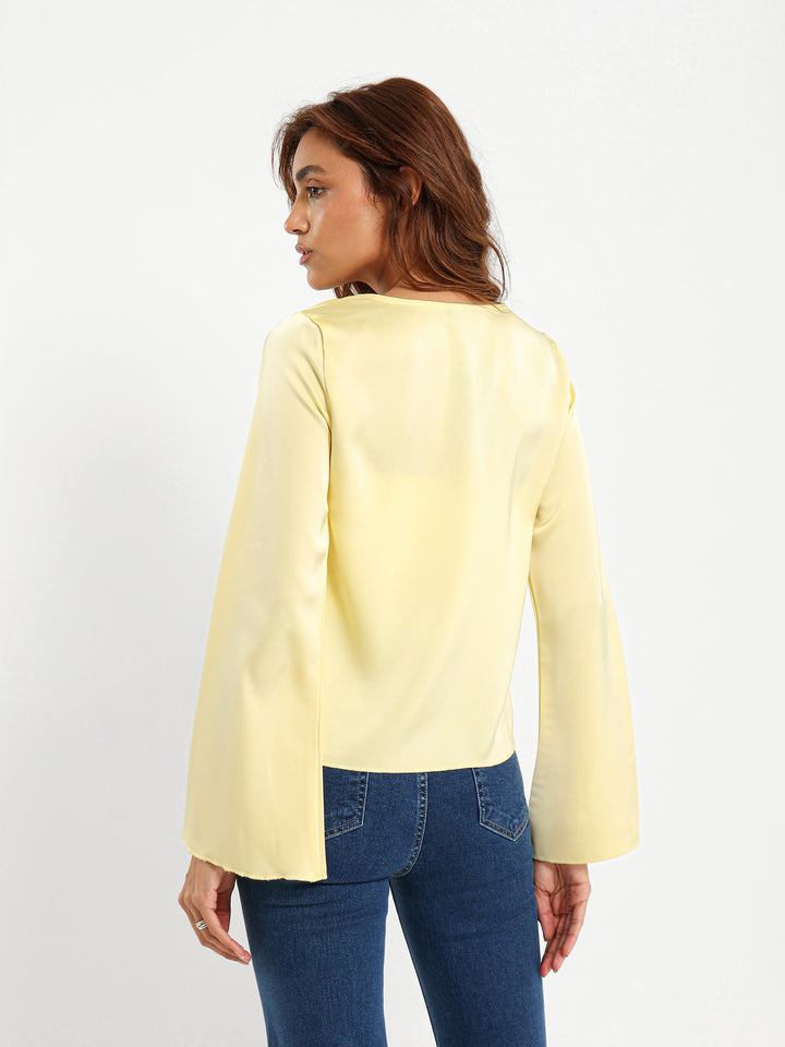 Tie Front Satin Blouse