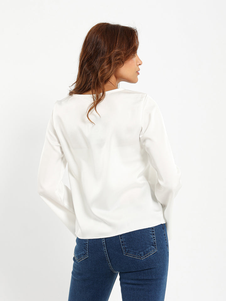 Tie Front Satin Blouse