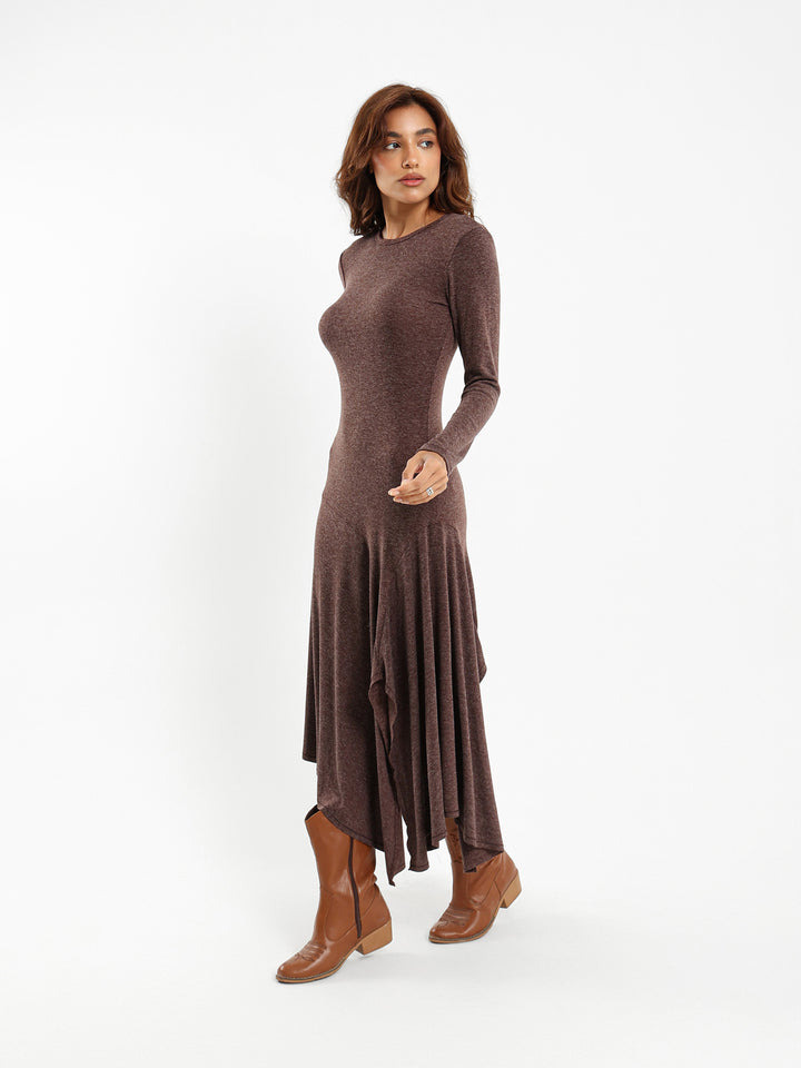 Asymmetric Dress with Studded Belt